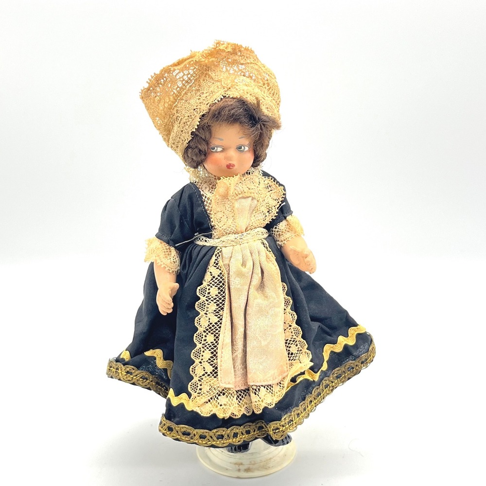 Vintage Industrial Specialties NYC Souvenir‎ Doll Folk Costume Lace Trim